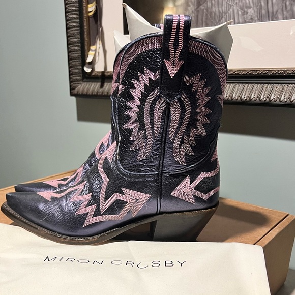 Miron Crosby Metallic Navy & Pink Cowgirl Boots - Sz. 10 - Picture 7 of 15